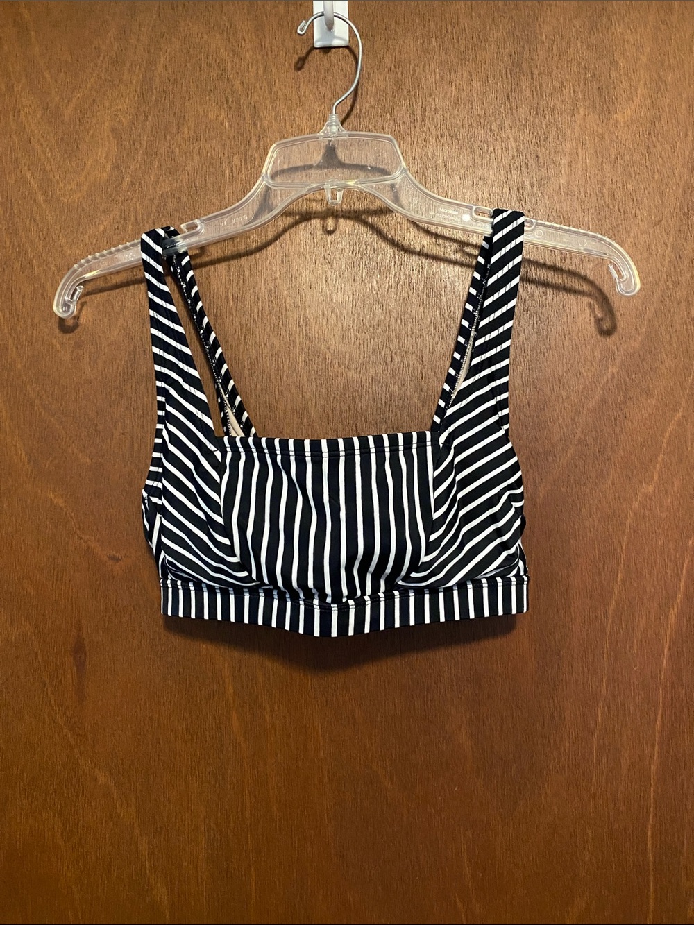 Kona Sol Black & White Striped Bikini Top